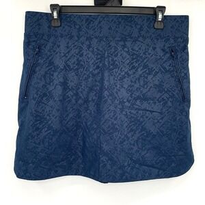 Orvis Skort Women Large Navy Blue Abstract Print Active Hiking Athletic Skirt